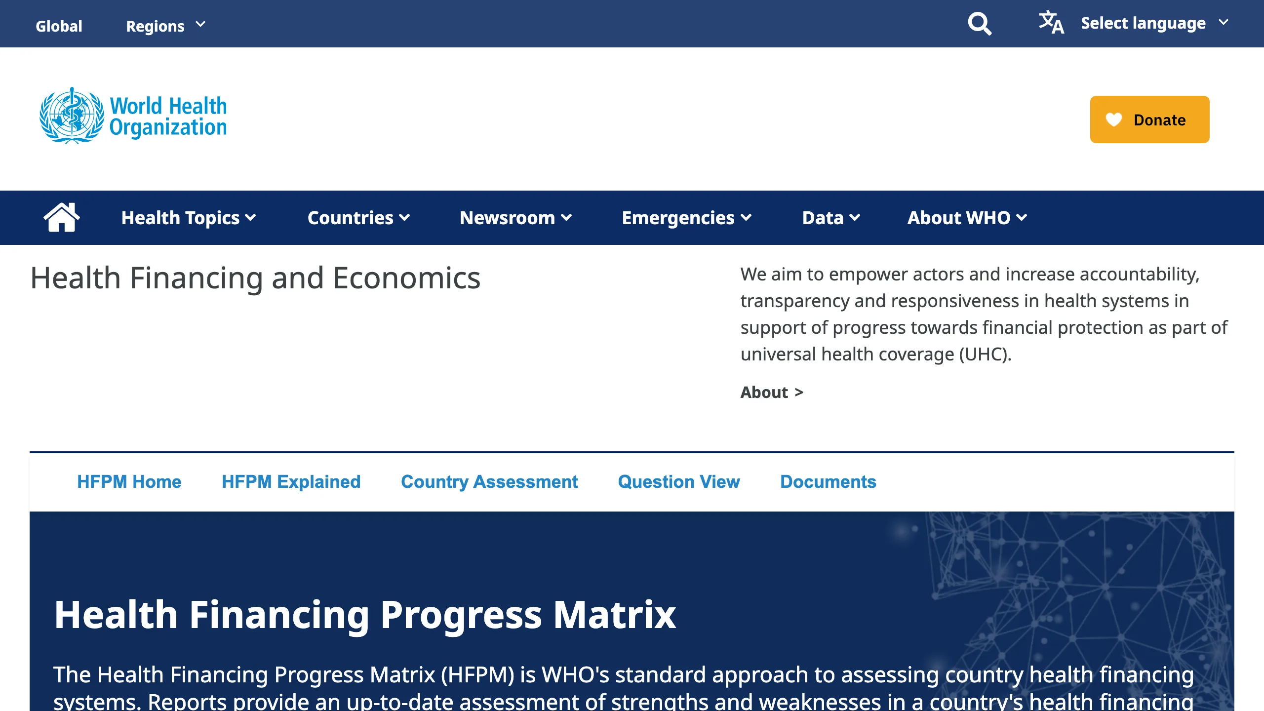 Health Financing Progress Matrix